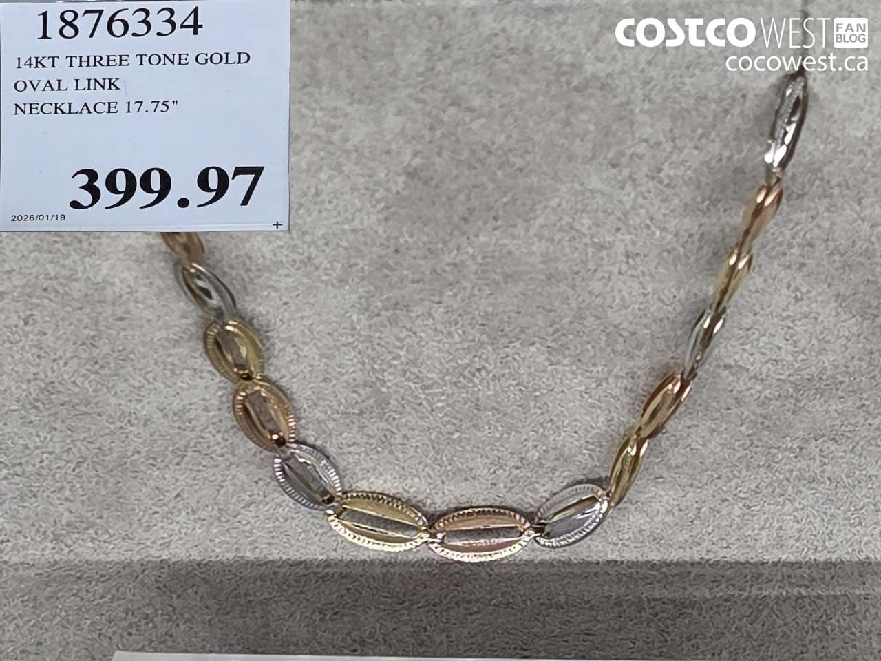 14KT THREE TONE GOLD OVAL LINK NECKLACE