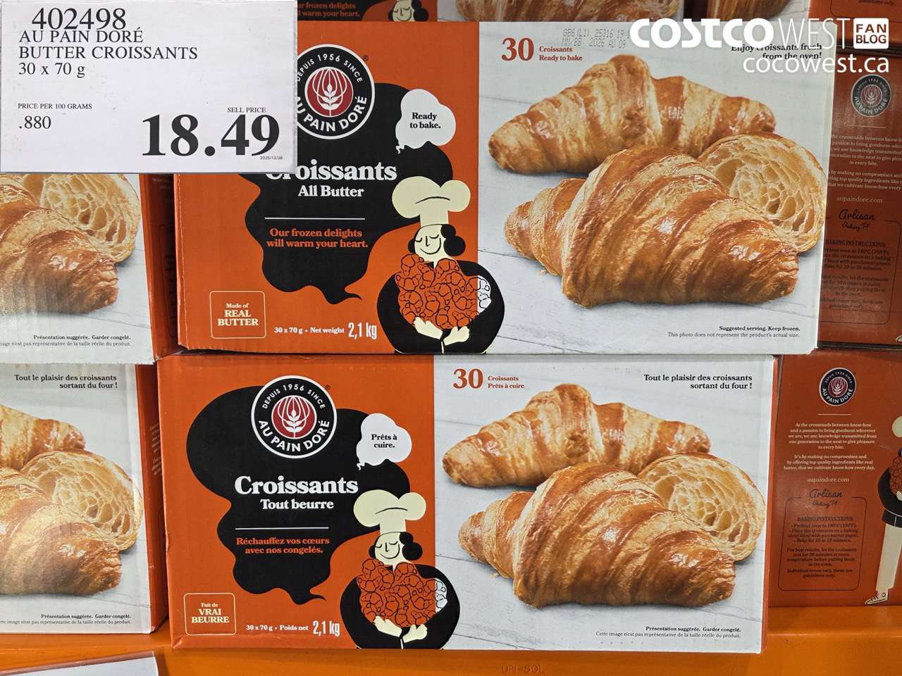 AU PAIN DORE BUTTER CROISSANTS 30 X 70 G