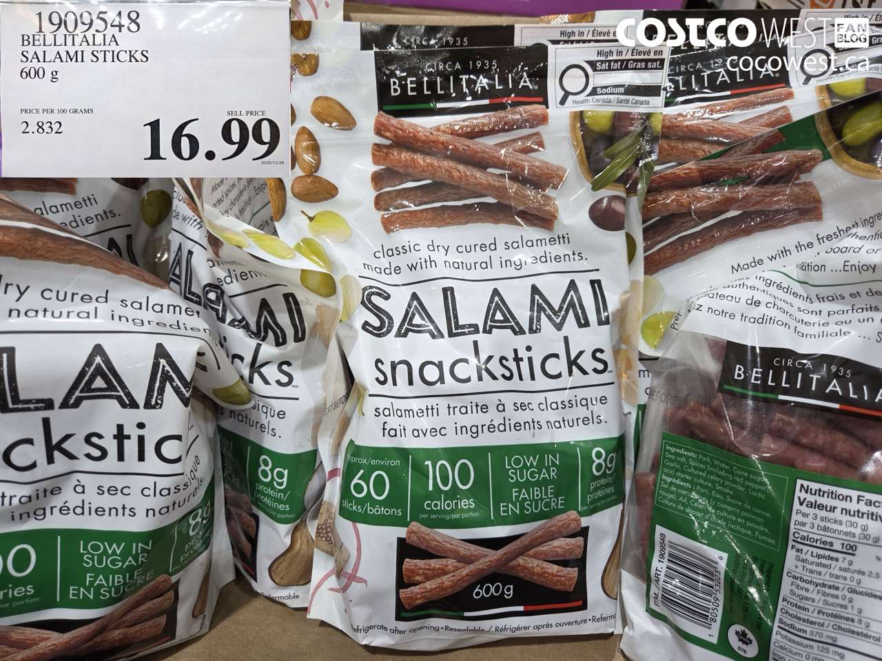 BELLITALIA SALAMI STICKS 600G