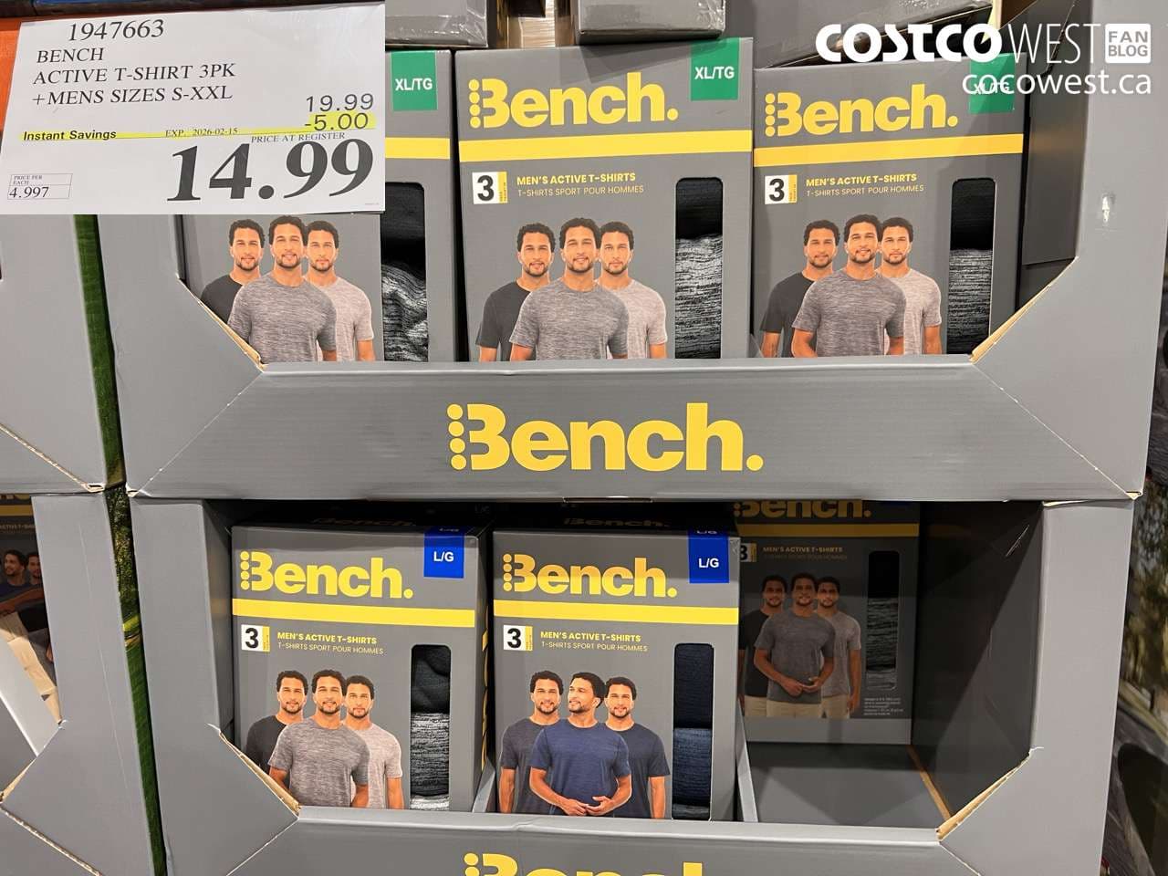 BENCH ACTIVE T-SHIRT 3PK MENS SIZES S-XXL