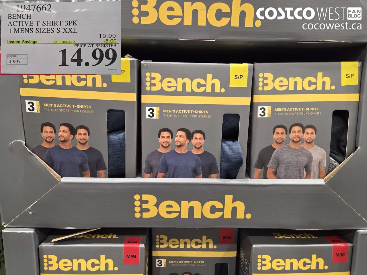 BENCH ACTIVE T-SHIRT 3PK MENS SIZES S-XXL