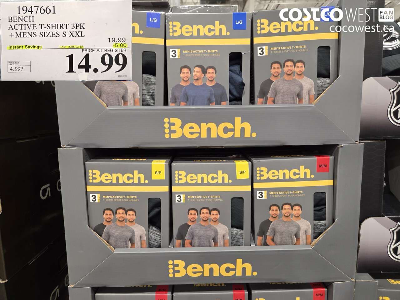 BENCH ACTIVE T-SHIRT 3PK MENS SIZES S-XXL