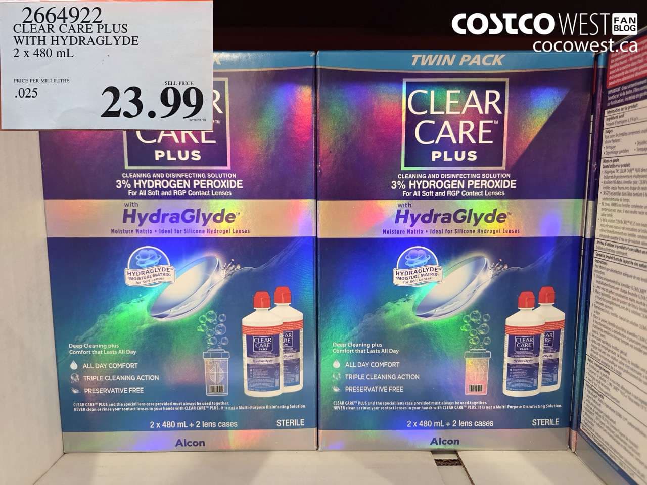 CLEAR CARE PLUS HYDRAGLYDE 2 X 480ML