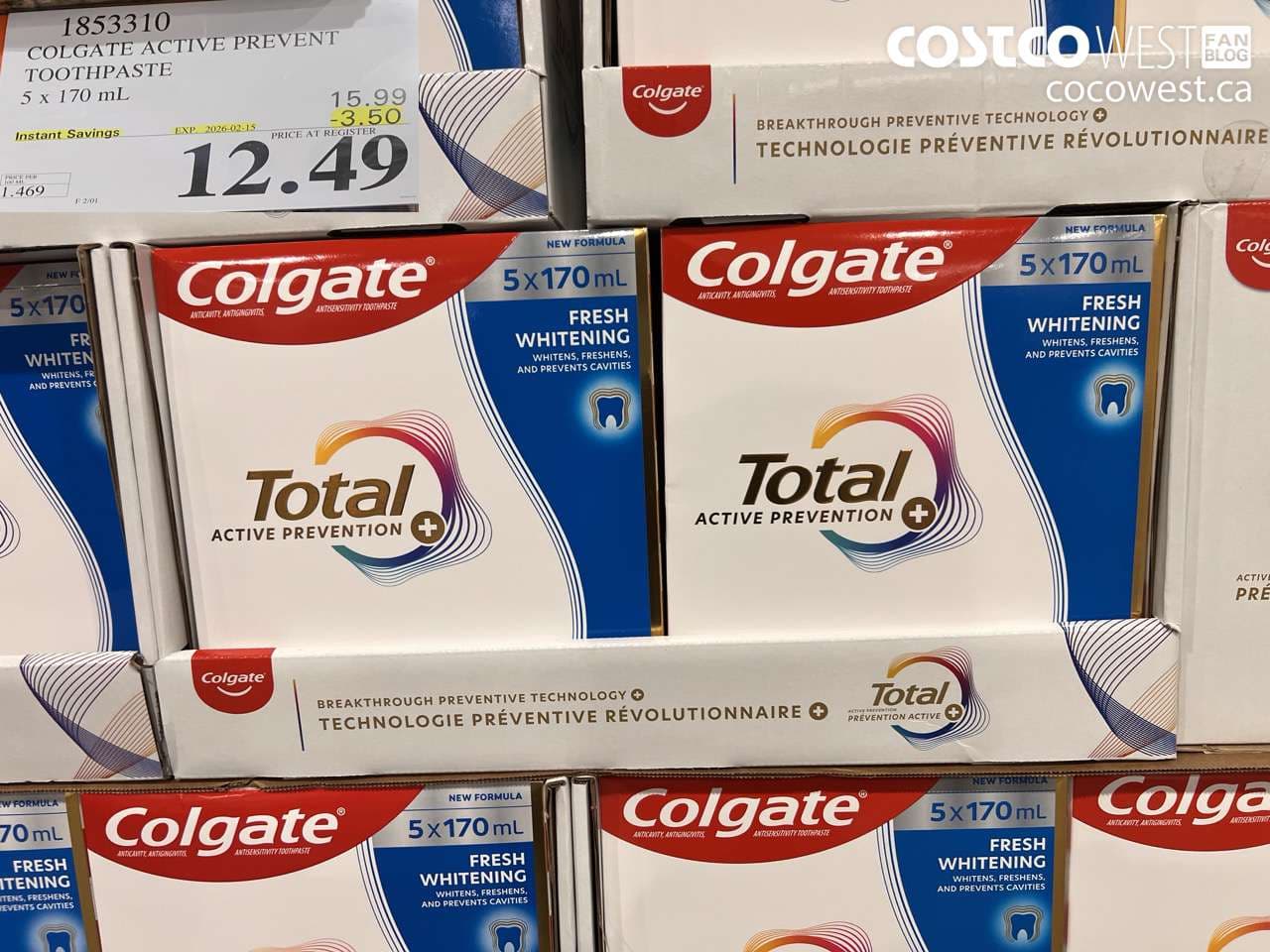 COLGATE ACTIVE PREVENT TOOTHPASTE 5 X 170ML