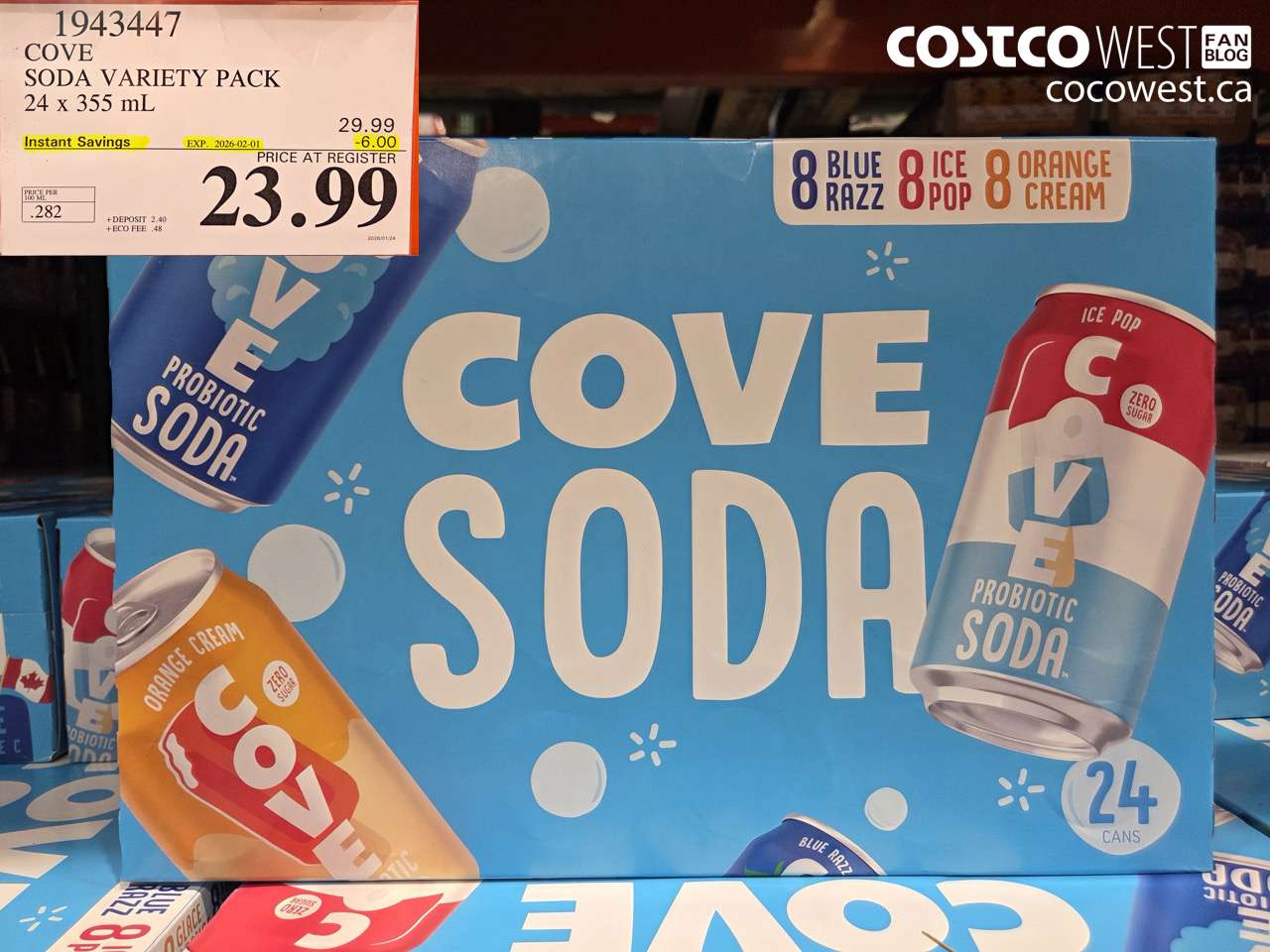 COVE SODA SUMMER VARIETY 24 X 355ML
