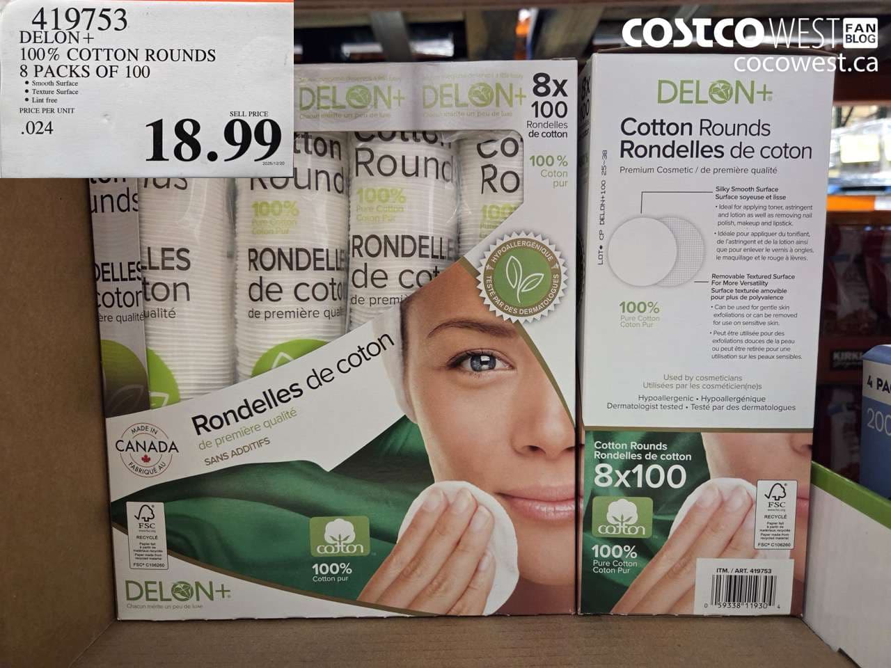 DELON + 100% COTTON ROUNDS 8 PACKS OF 100