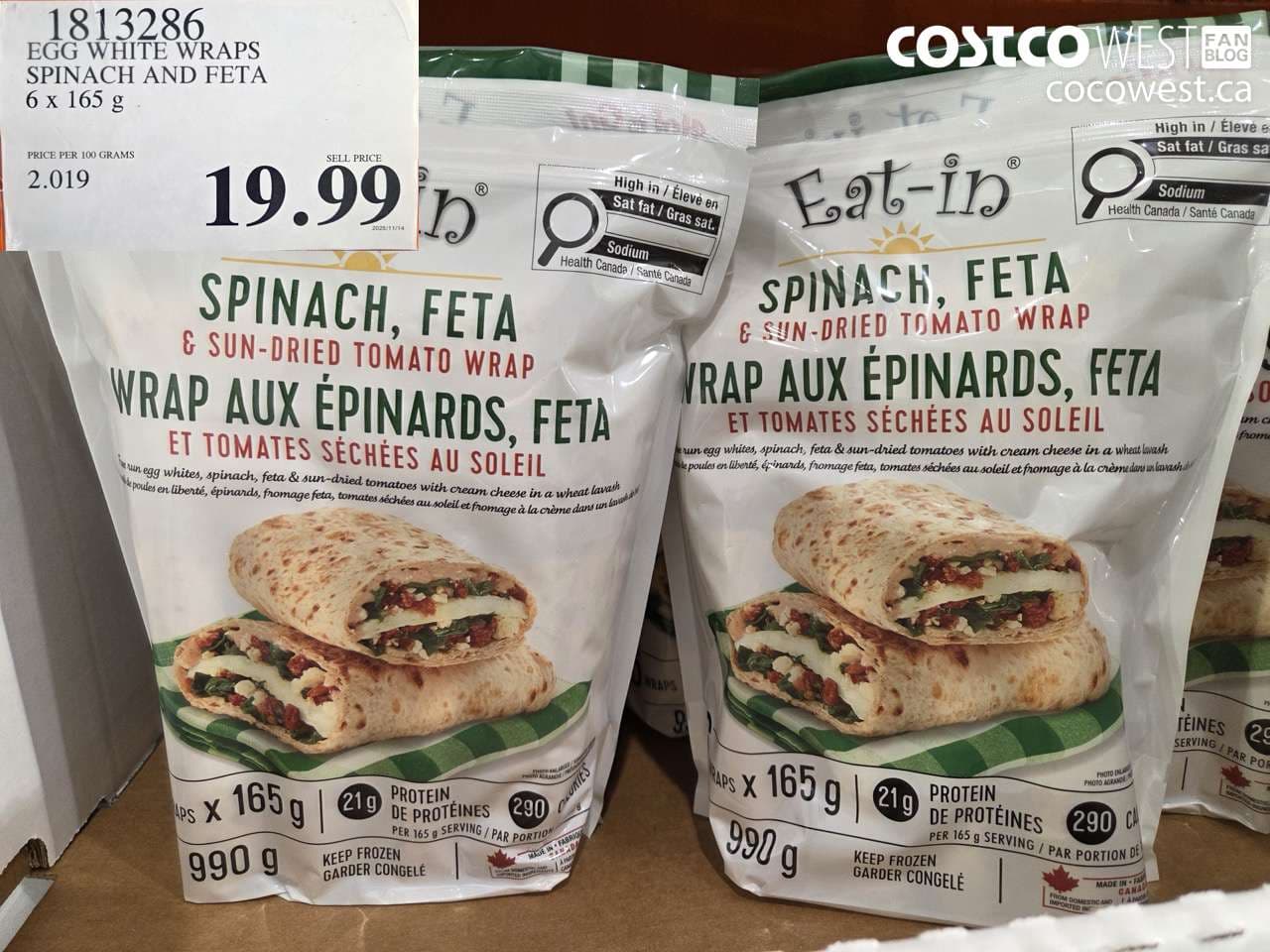 EGG WHITE WRAPS SPINACH AND FETA 6 X 165G