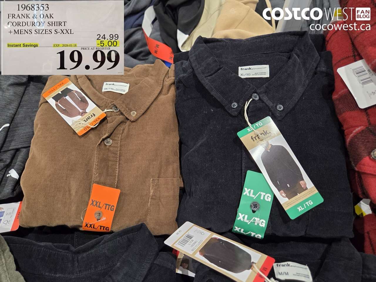 FRANK & OAK CORDUROY SHIRT MENS SIZES S-XXL