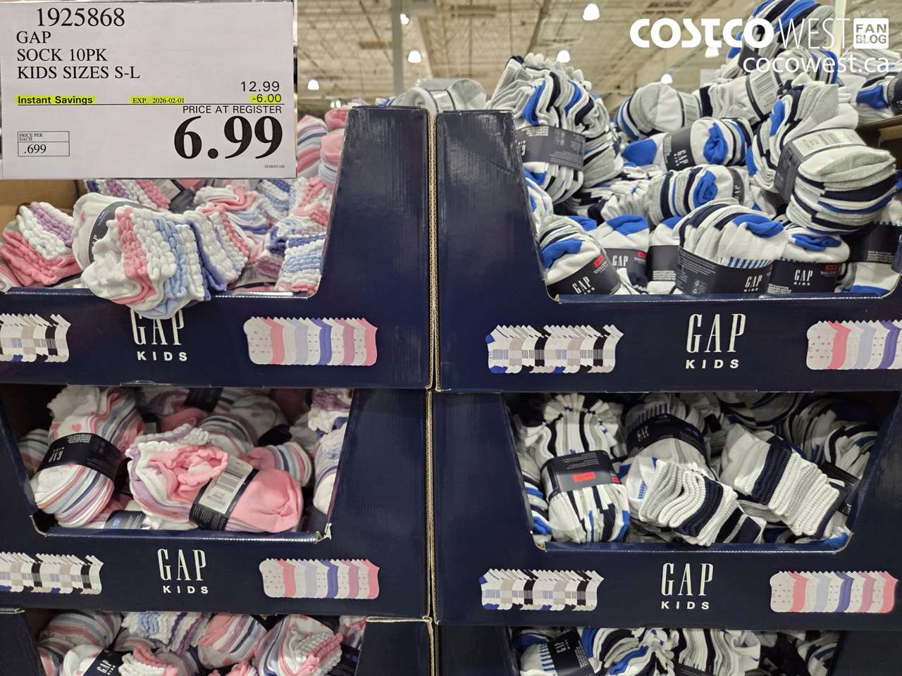 GAP SOCK 10PK KIDS SIZES S-L