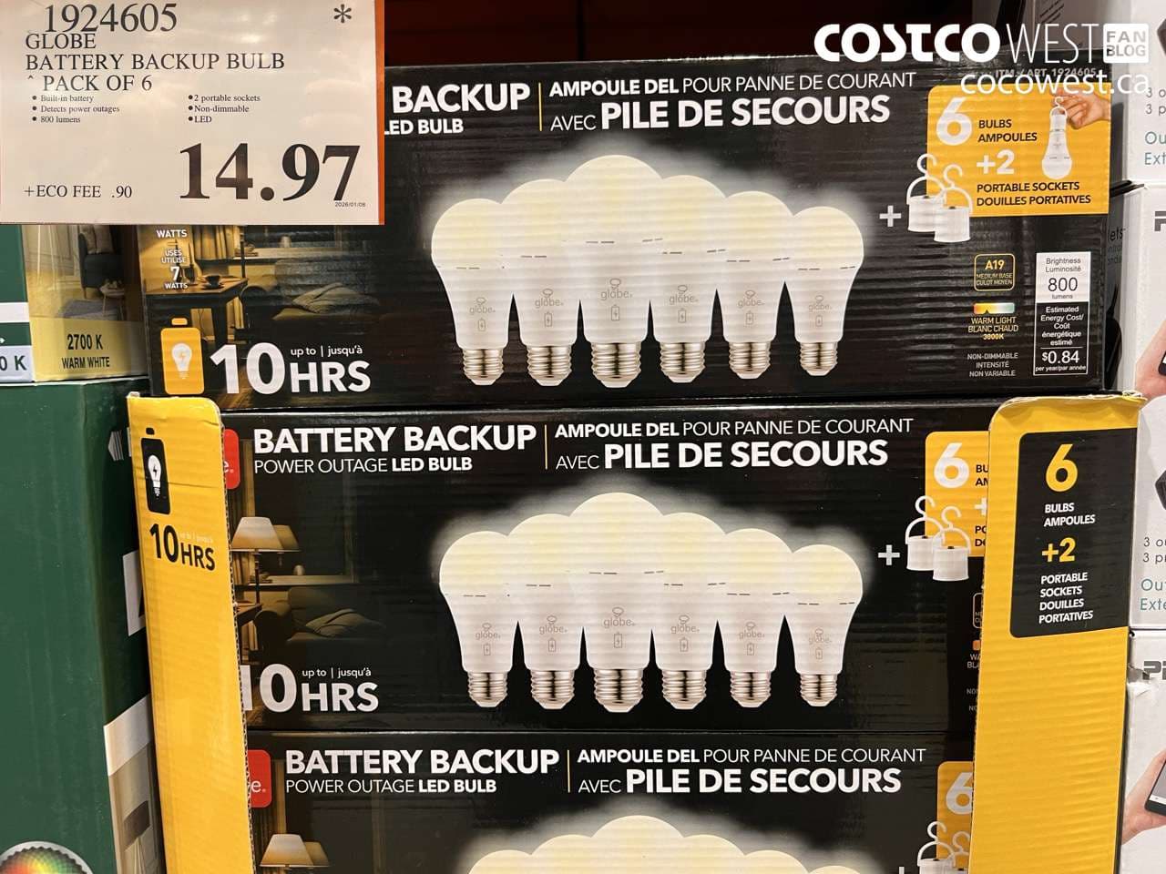 GLOBE BATTERY BACKUP BULB PACK OF 6