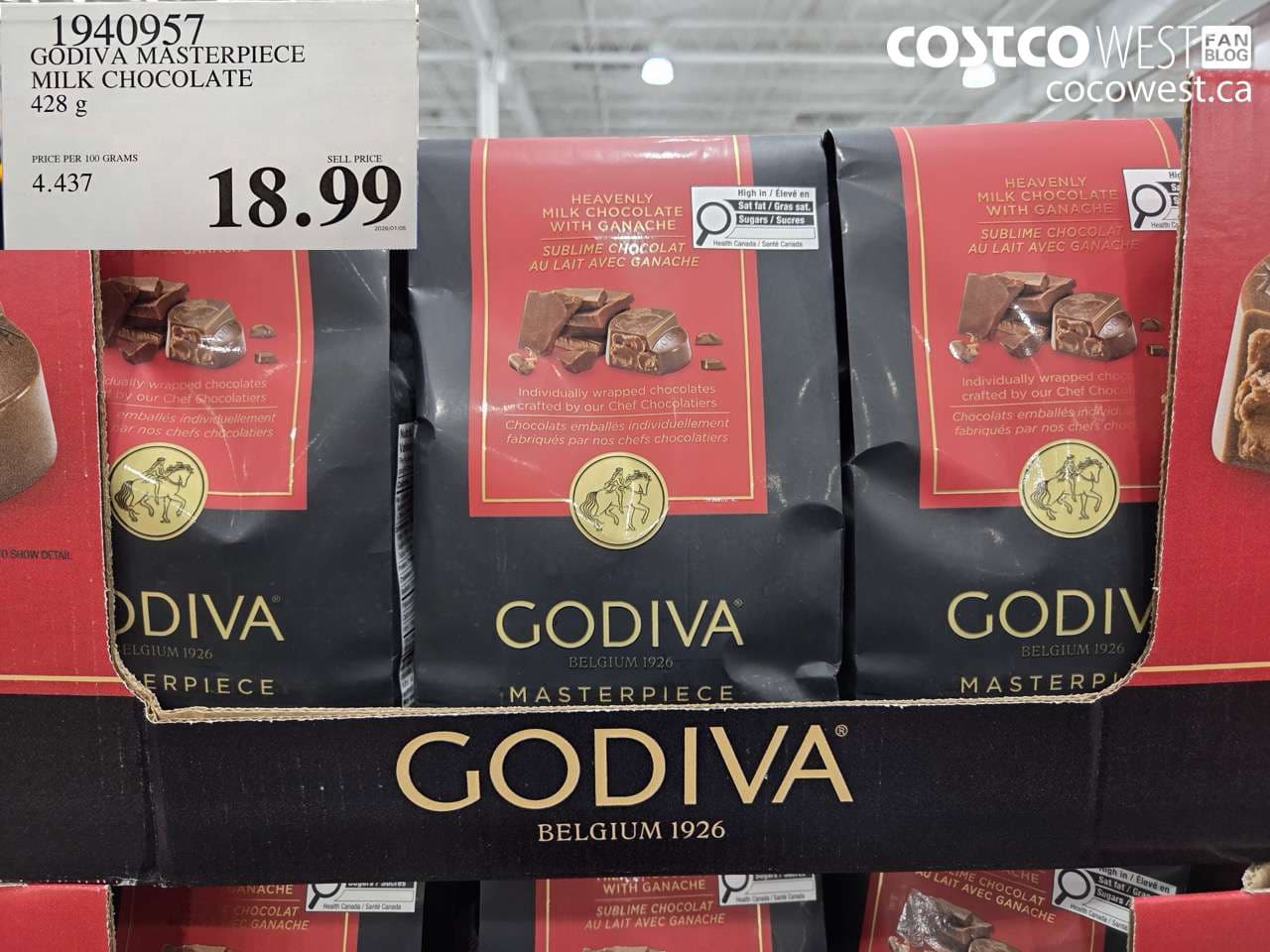 GODIVA MASTERPIECE MILK CHOCOLATE 428G