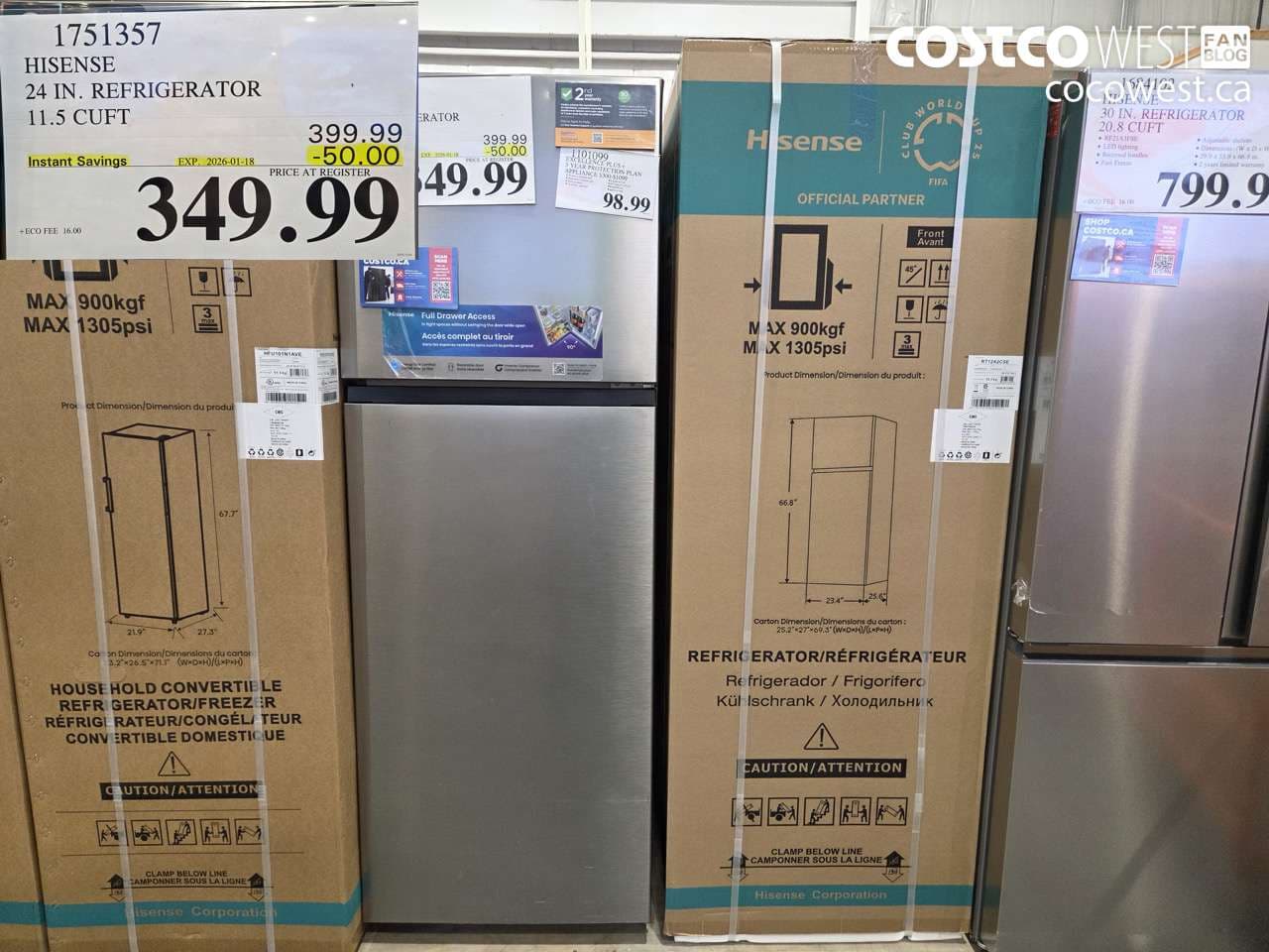 HISENSE 24 IN. REFRIGERATOR 11.5 CUFT