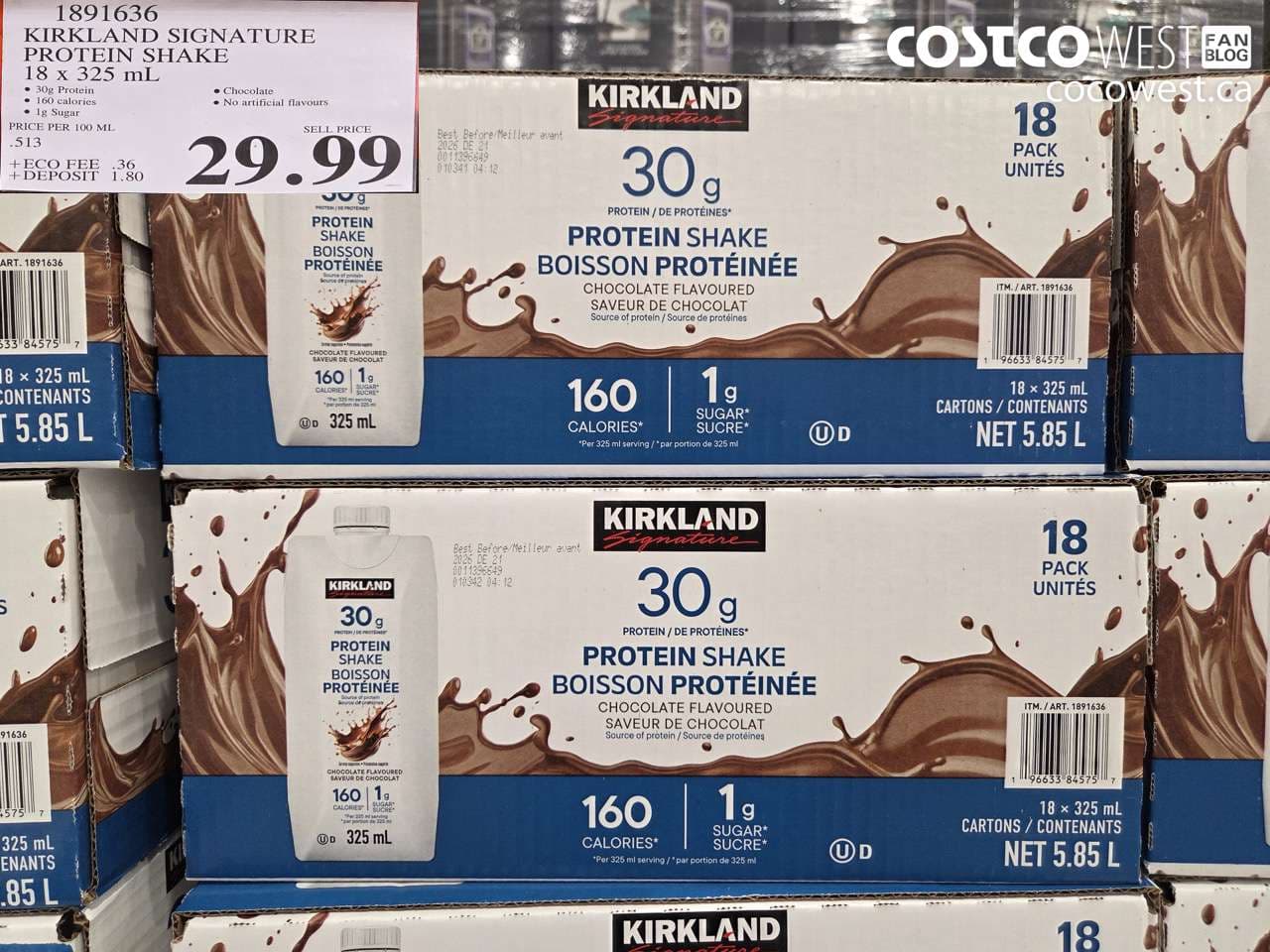 KIRKLAND SIGNATURE PROTEIN SHAKE 18 x 325 mL