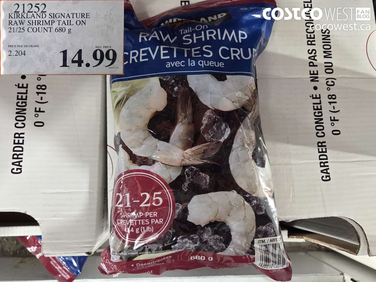 KIRKLAND SIGNATURE RAW SHRIMP 21/25 680 g