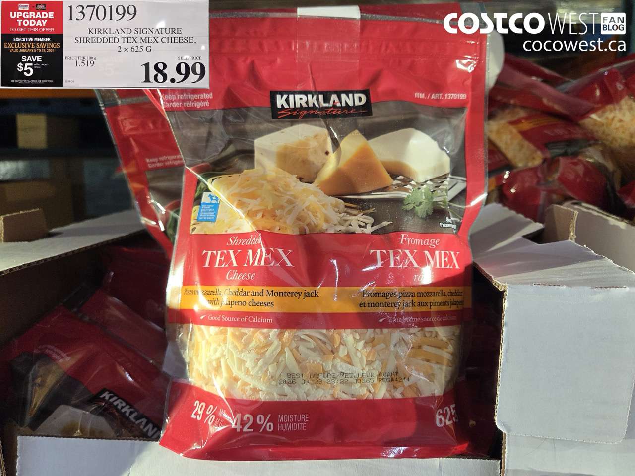 KIRKLAND SIGNATURE TEX MEX SHRED 2 x 625 g