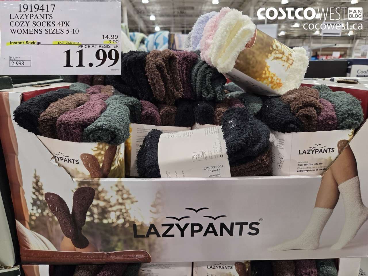 LAZYPANTS COZY SOCKS 4PK WOMENS SIZES 5-10