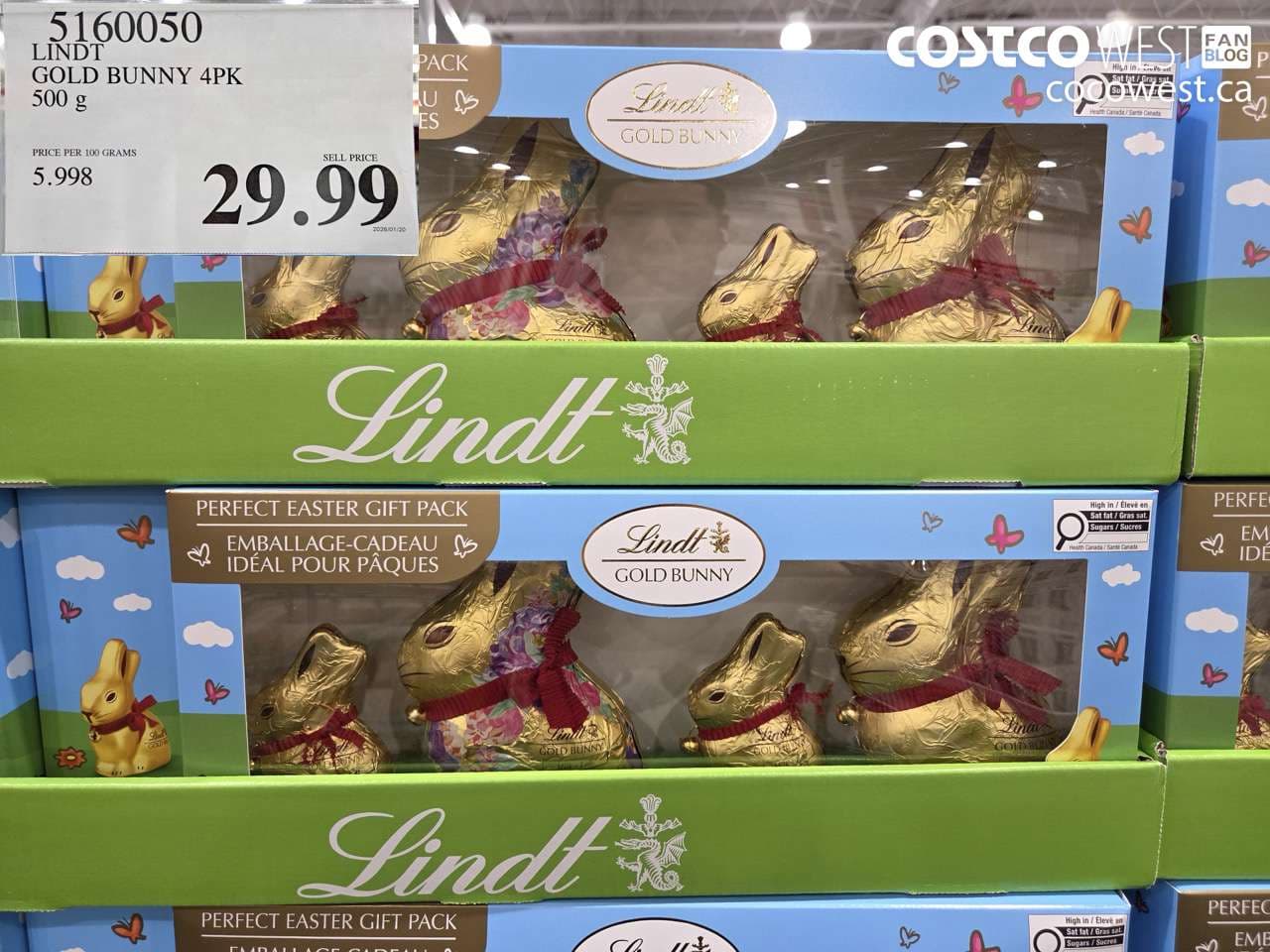 LINDT GOLD BUNNY 4PK 500G