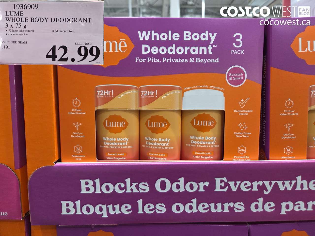 LUME WHOLE BODY DEODORANT 3 X 75G