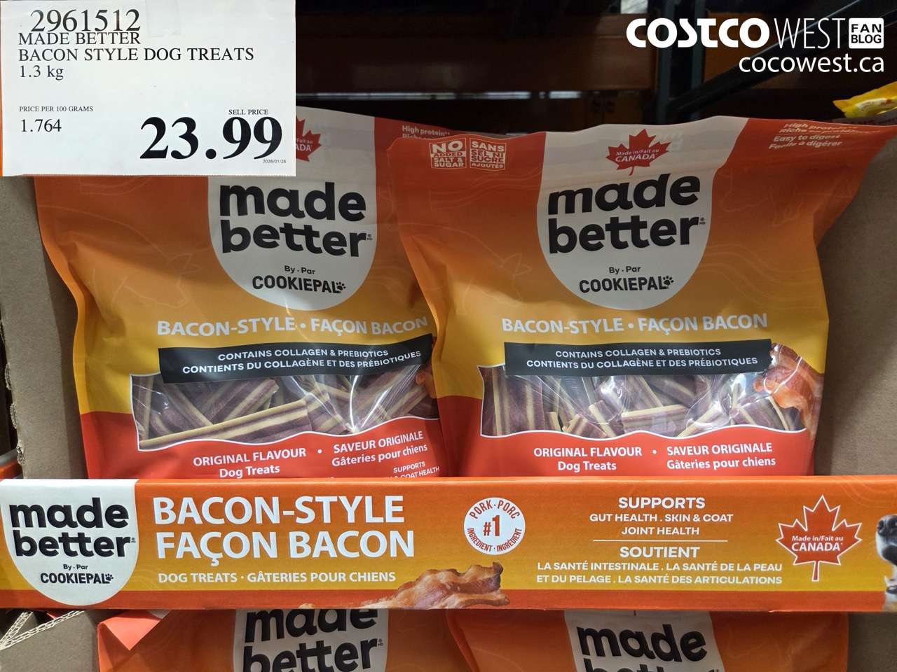 MADE BETTER BACON STYLE DOG TREATS 1.3KG