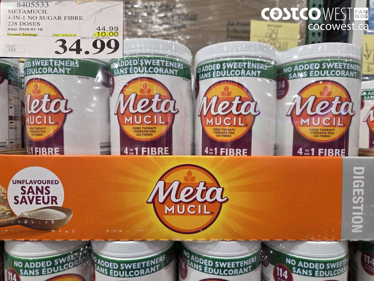 METAMUCIL 4-IN-1 NO SUGAR FIBRE 228 DOSES