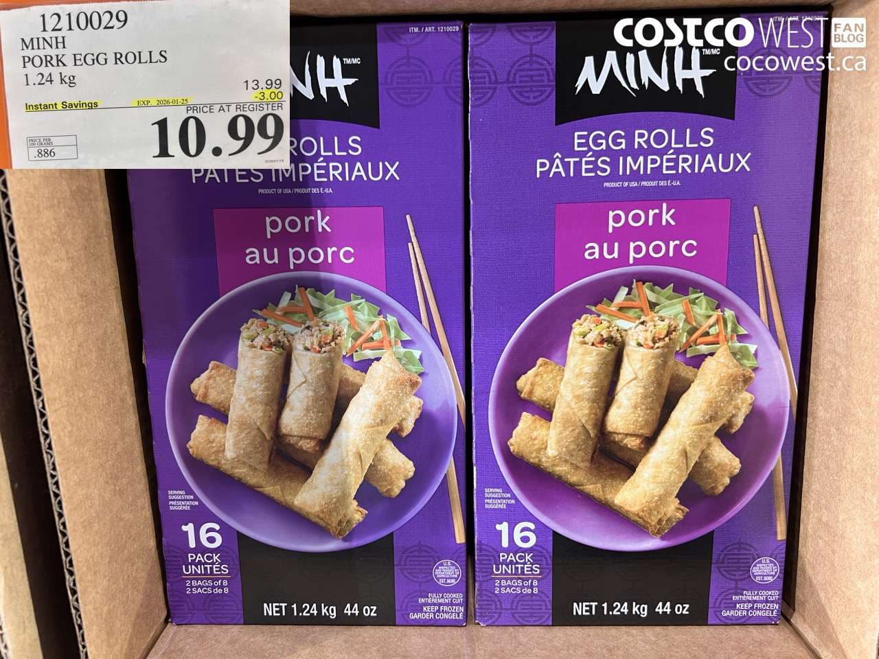MINI PORK EGG ROLLS 1.24 kg