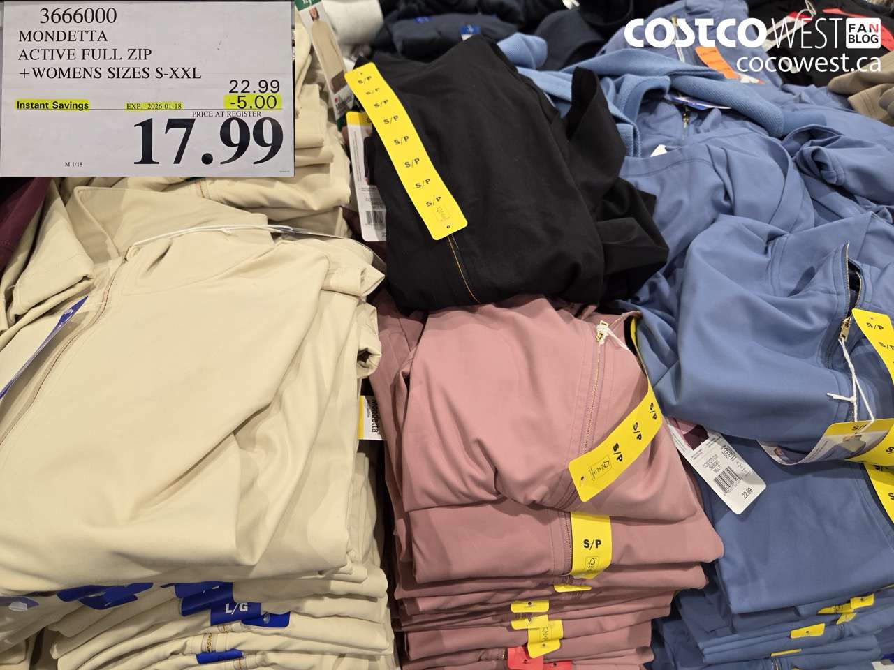 MONDETTA ACTIVE FULL ZIP WOMENS SIZES S-XXL