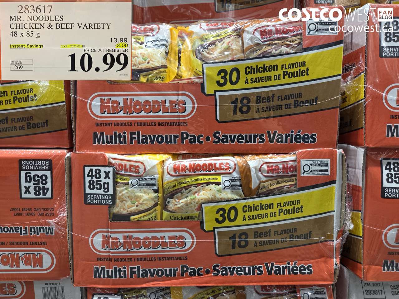 MR. NOODLES CHICKEN & BEEF VARIETY 48 x 85 g