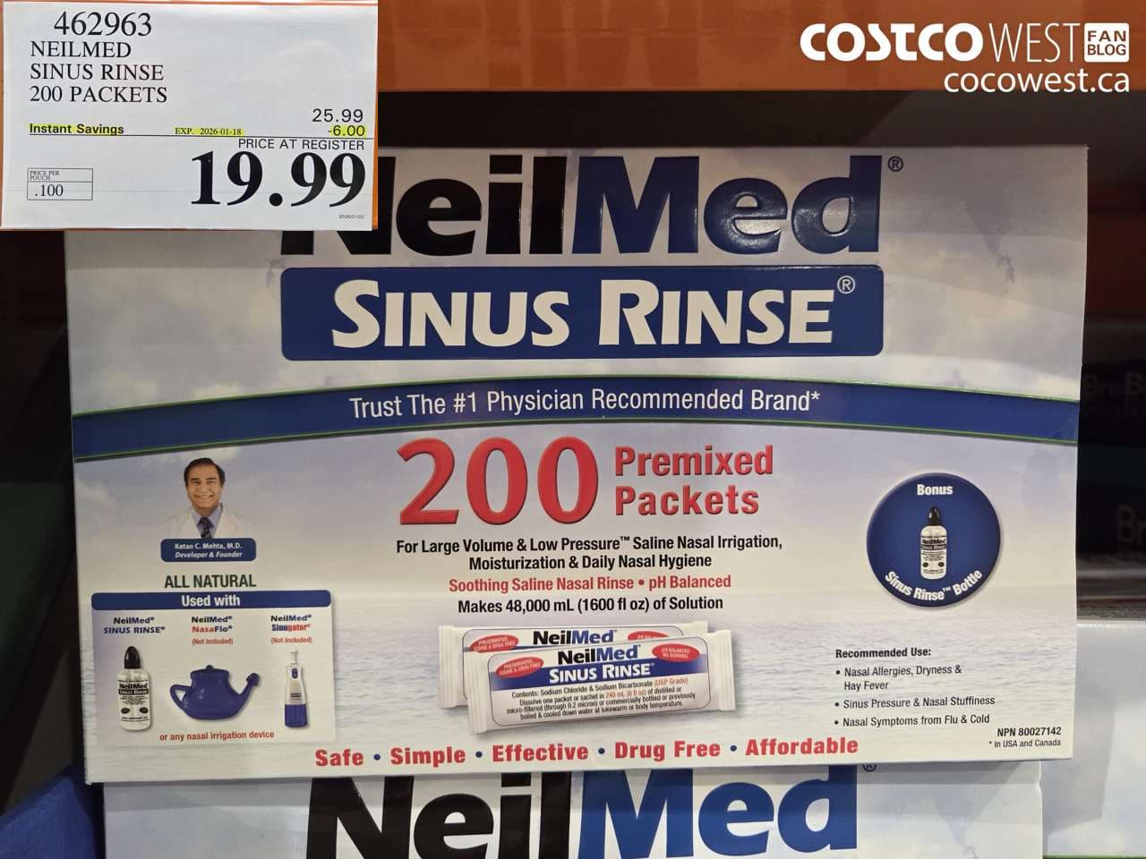 NEILMED SINUS RINSE 200 PREMIXED PACKETS