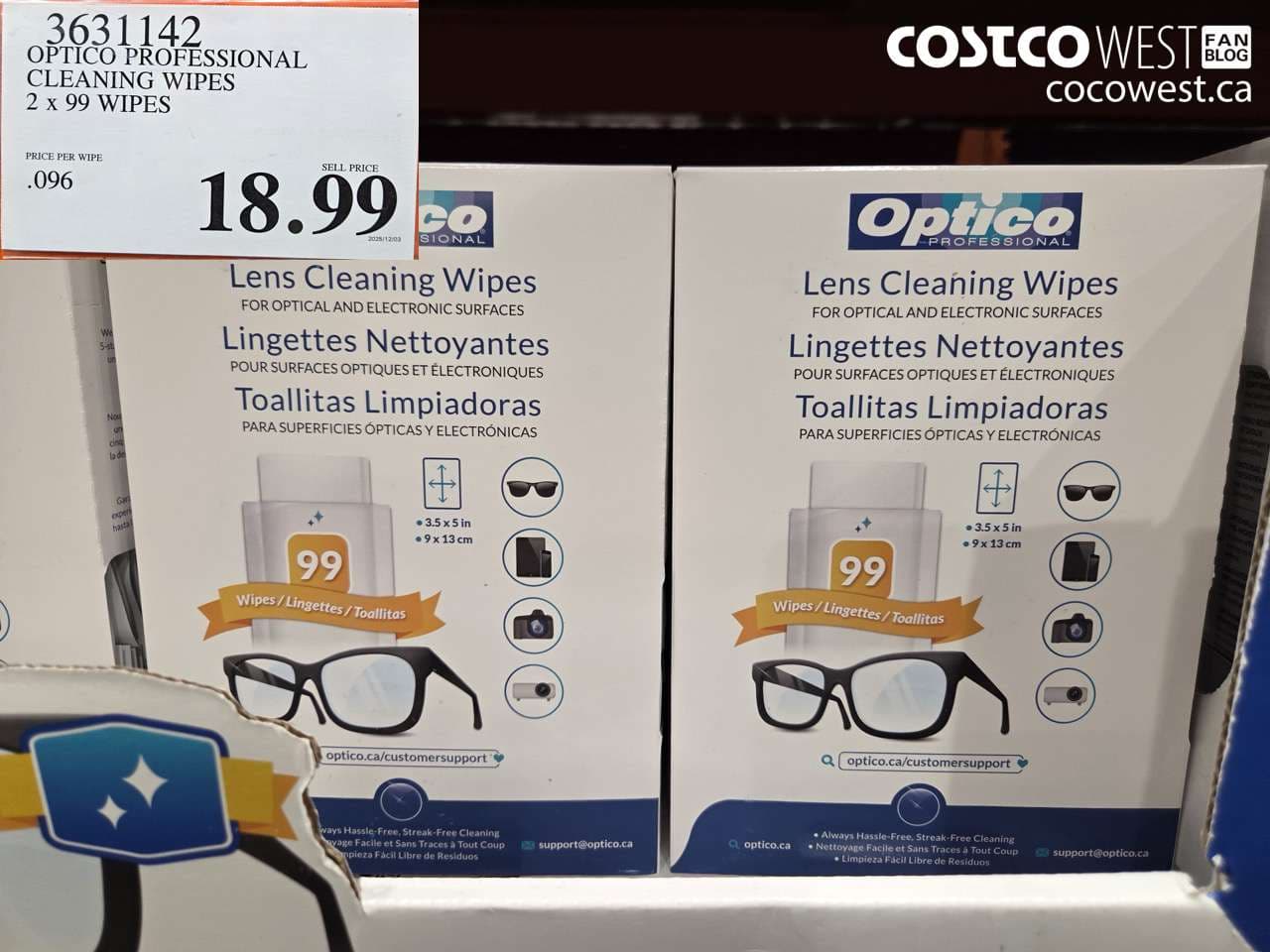 OPTICO CLEANING WIPES 2 BOXES OF 99