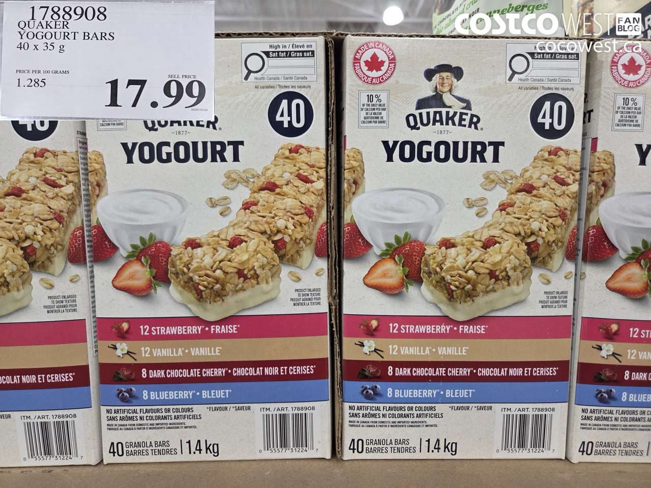 QUAKER CHEWY YOGOURT BARS 40 X 35 G