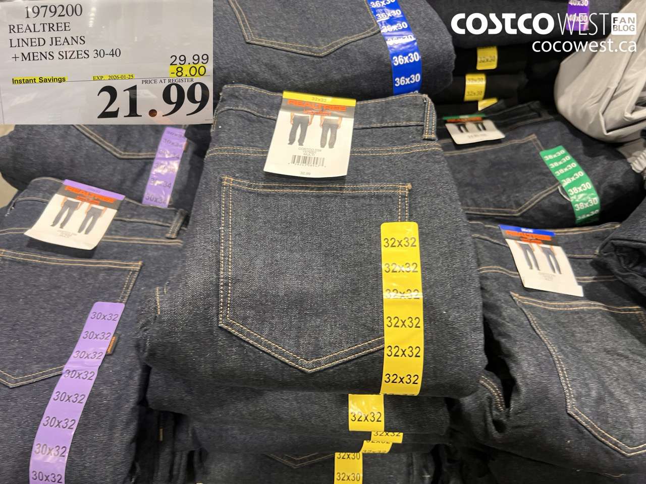 REALTREE LINED JEANS MENS SIZES 30-40