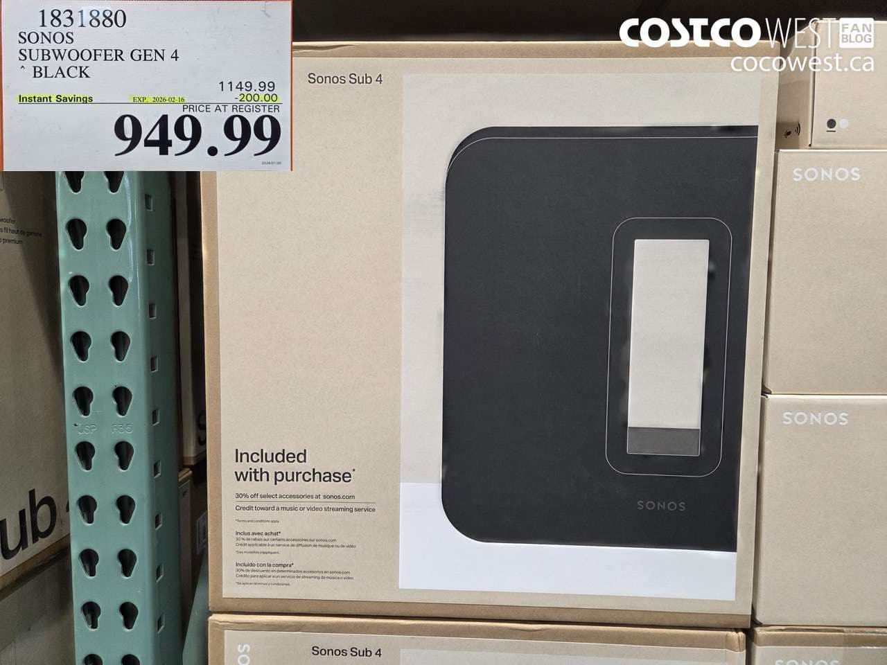 SONOS SUBWOOFER GEN 4 BLACK