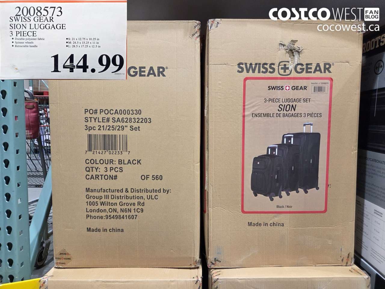 SWISS GEAR SION LUGGAGE 3 PIECE