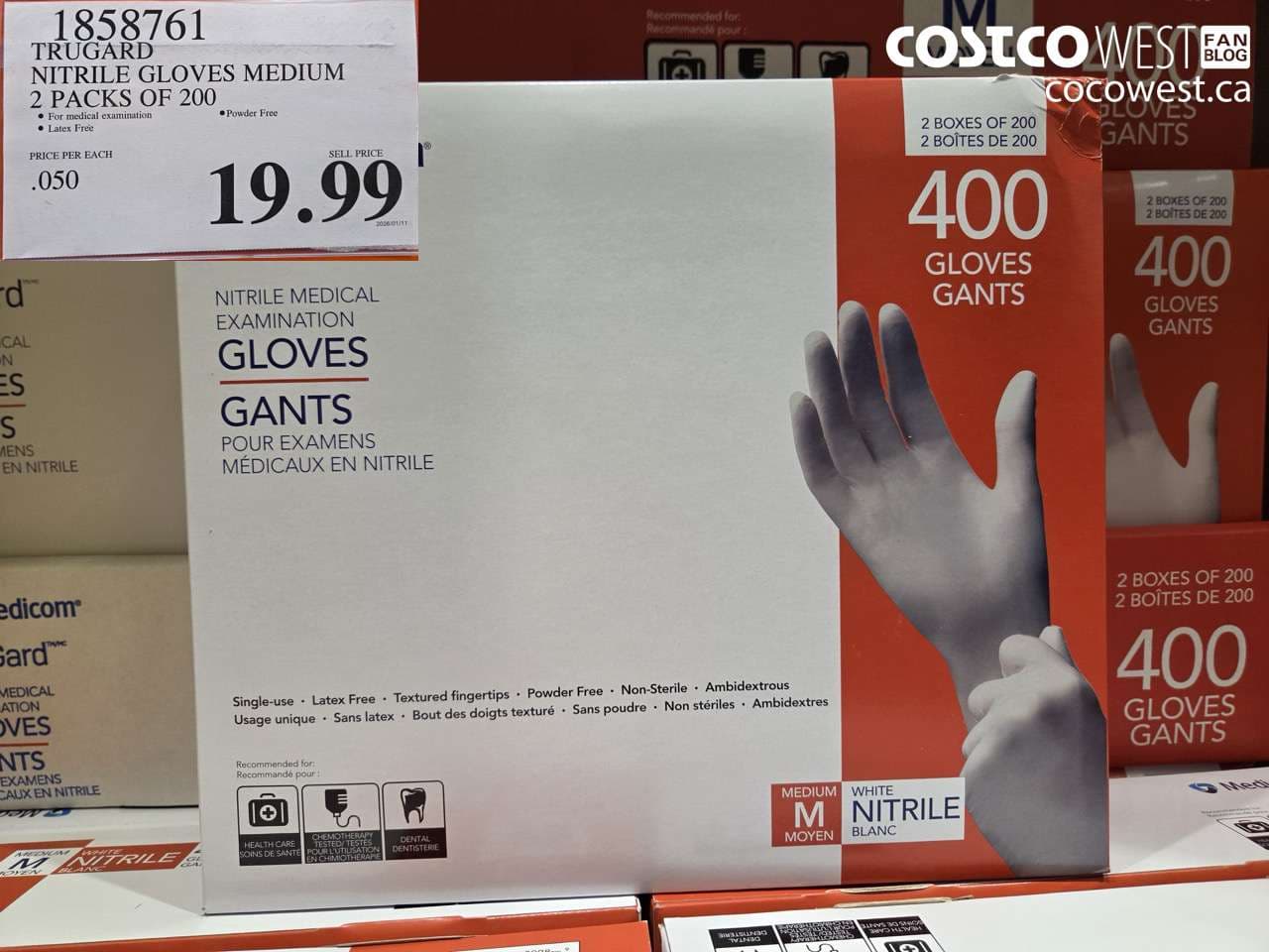 TRUGARD NITRILE GLOVES MEDIUM 2 PACKS OF 200