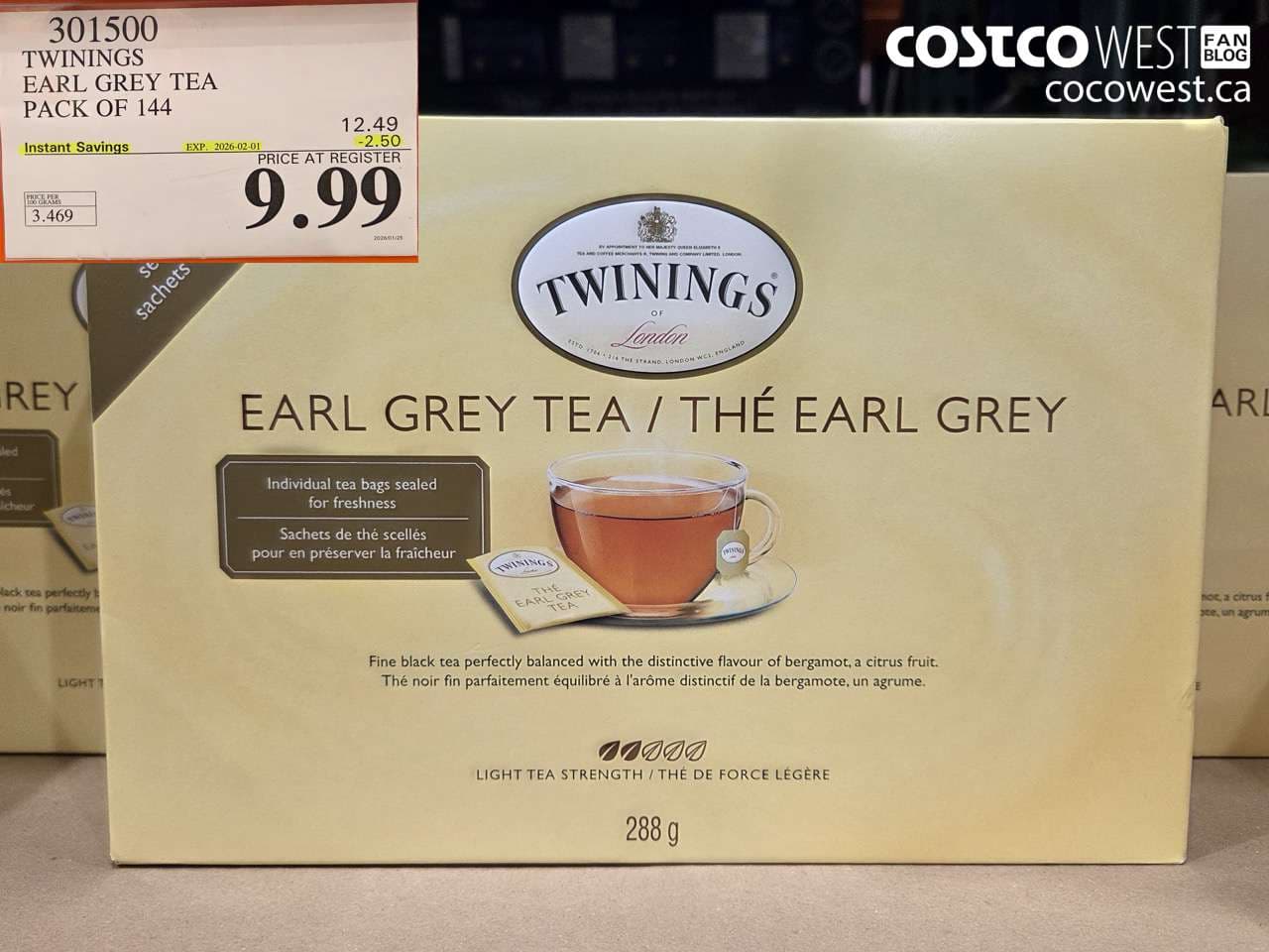 TWININGS EARL GREY TEA 144 COUNT