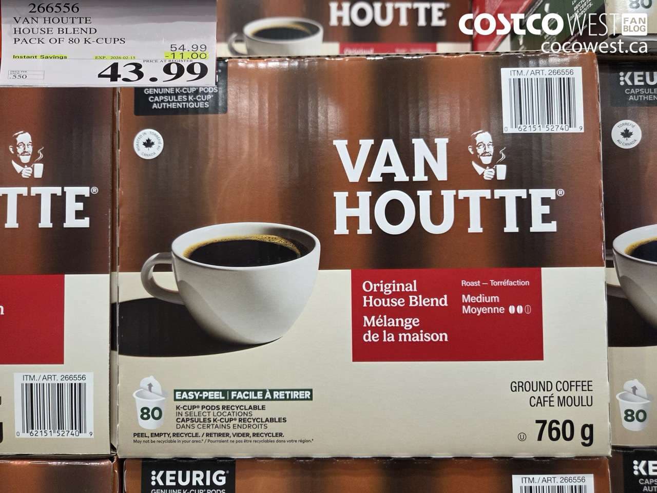 VAN HOUTTE HOUSE BLEND K-CUPS 80 COUNT