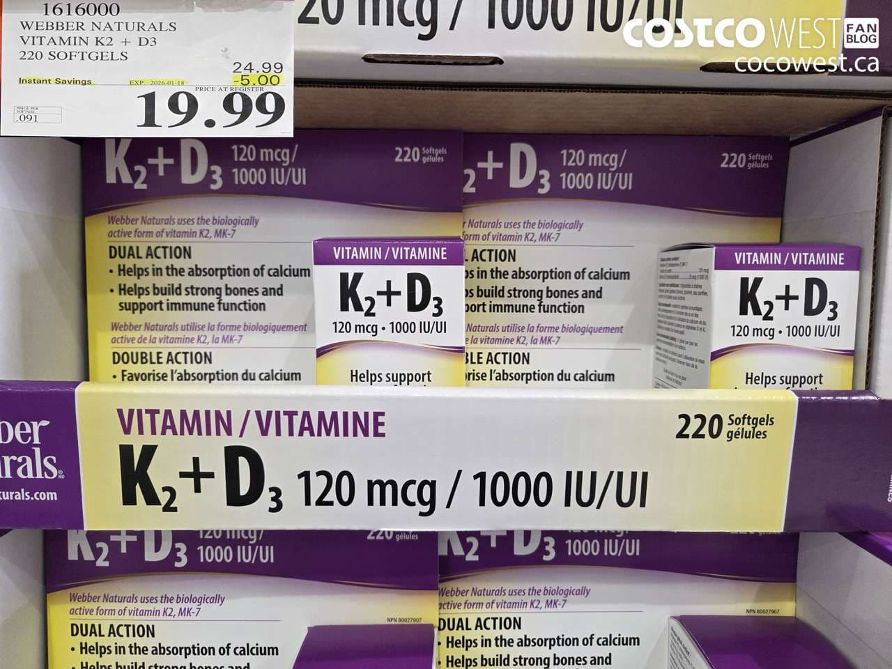 WEBBER NATURALS VITAMIN K2+D3 220 SOFTGELS