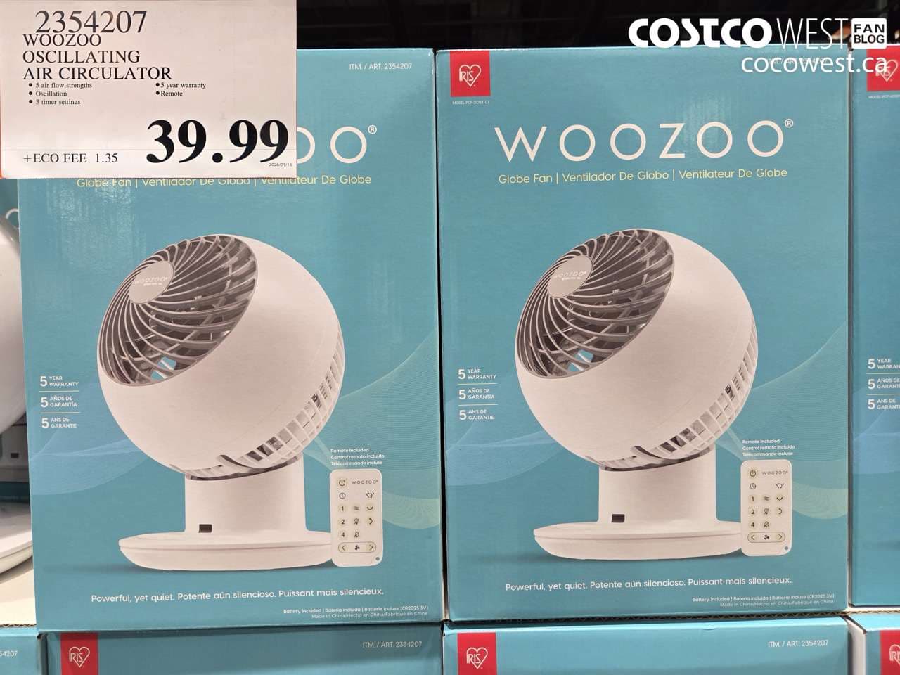 WOOZOO OSCILLATING AIR CIRCULATOR