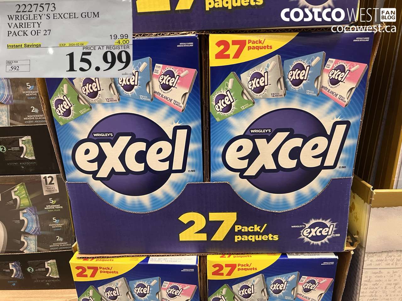 WRIGLEY’S EXCEL GUM VARIETY PACK OF 27