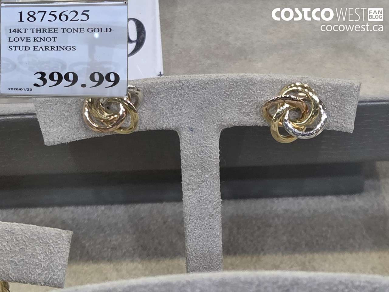 14KT THREE TONE GOLD LOVE KNOT STUD EARRINGS