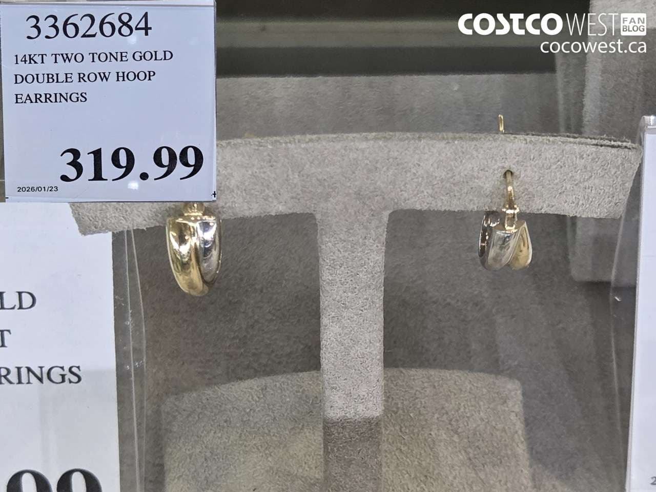 14KT TWO TONE GOLD DOUBLE ROW HOOP EARRINGS