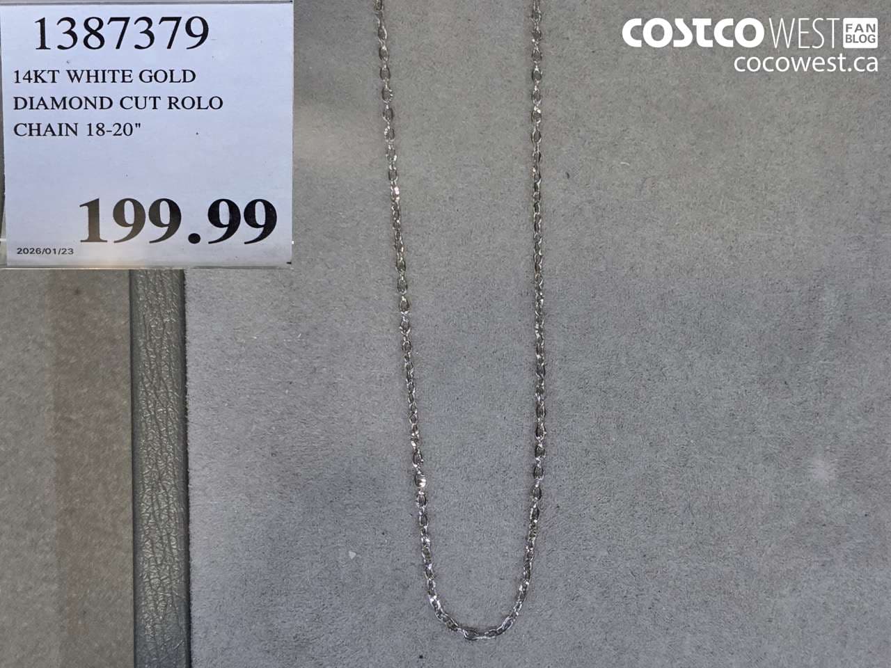 14KT WHITE GOLD DIAMOND CUT ROLO CHAIN 18-20″