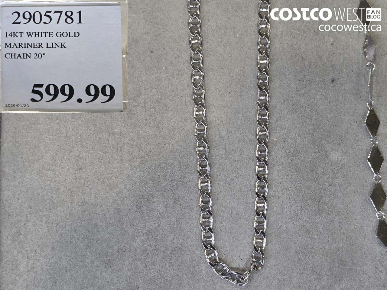 14KT WHITE GOLD MARINER LINK CHAIN