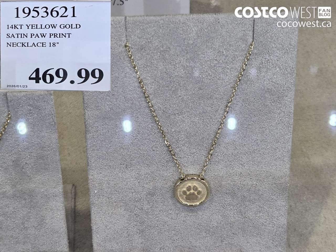 14KT YELLOW GOLD SATIN PAW PRINT NECKLACE