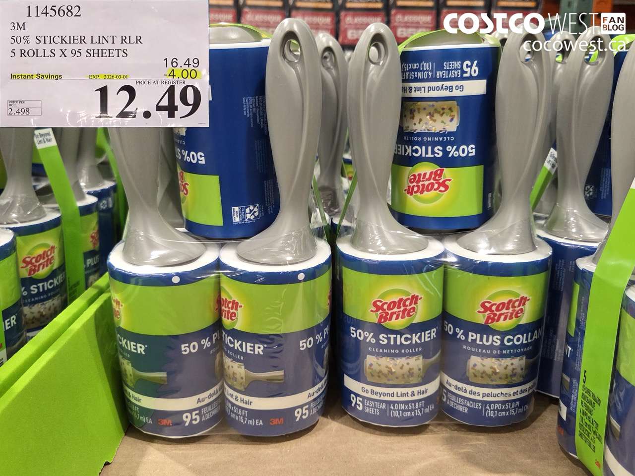 50 stickier lint rlr 5 rolls x 95 sheets