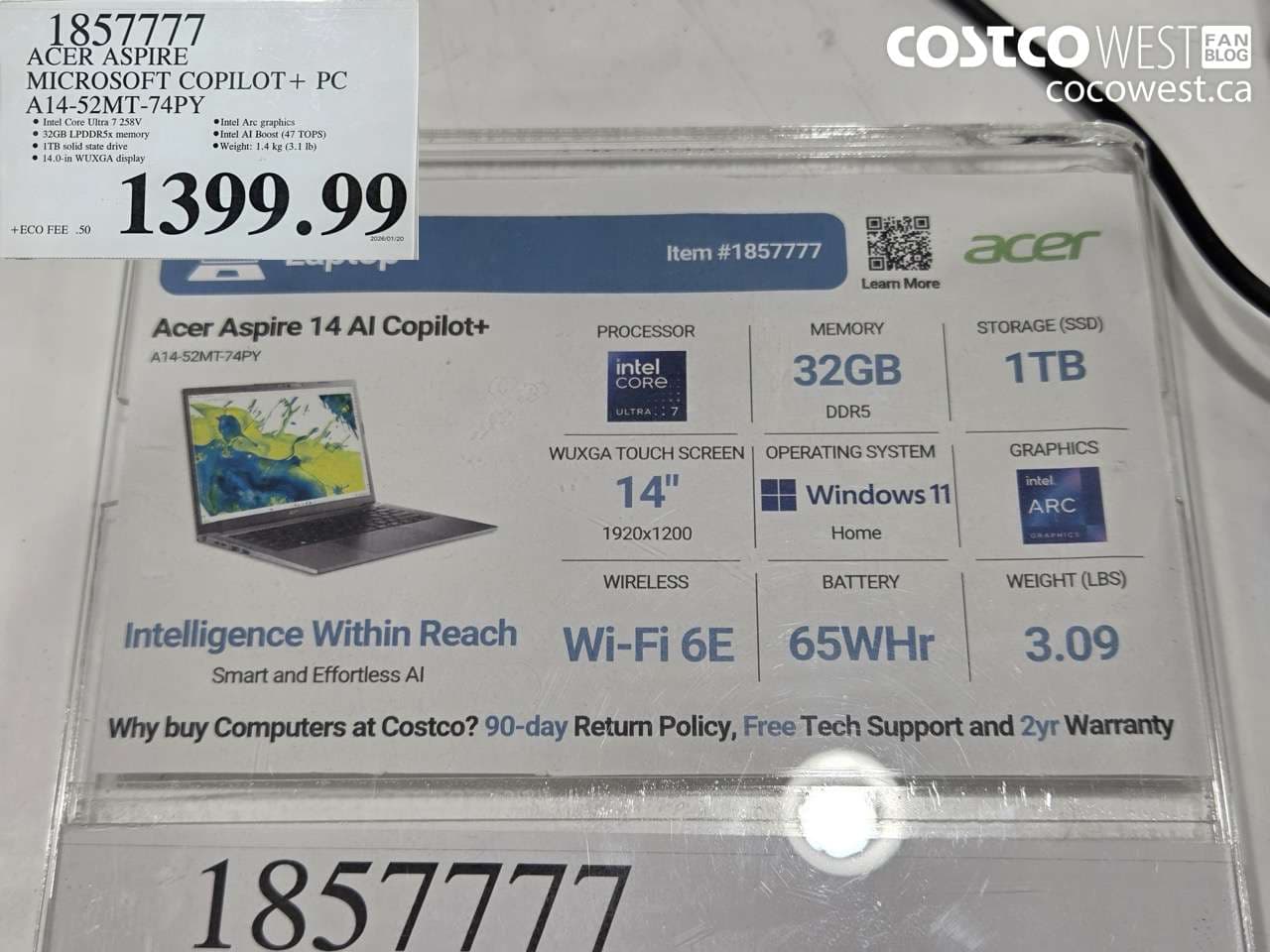 ACER ASPIRE MICROSOFT COPILOT+ PC A14-52MT-74PY