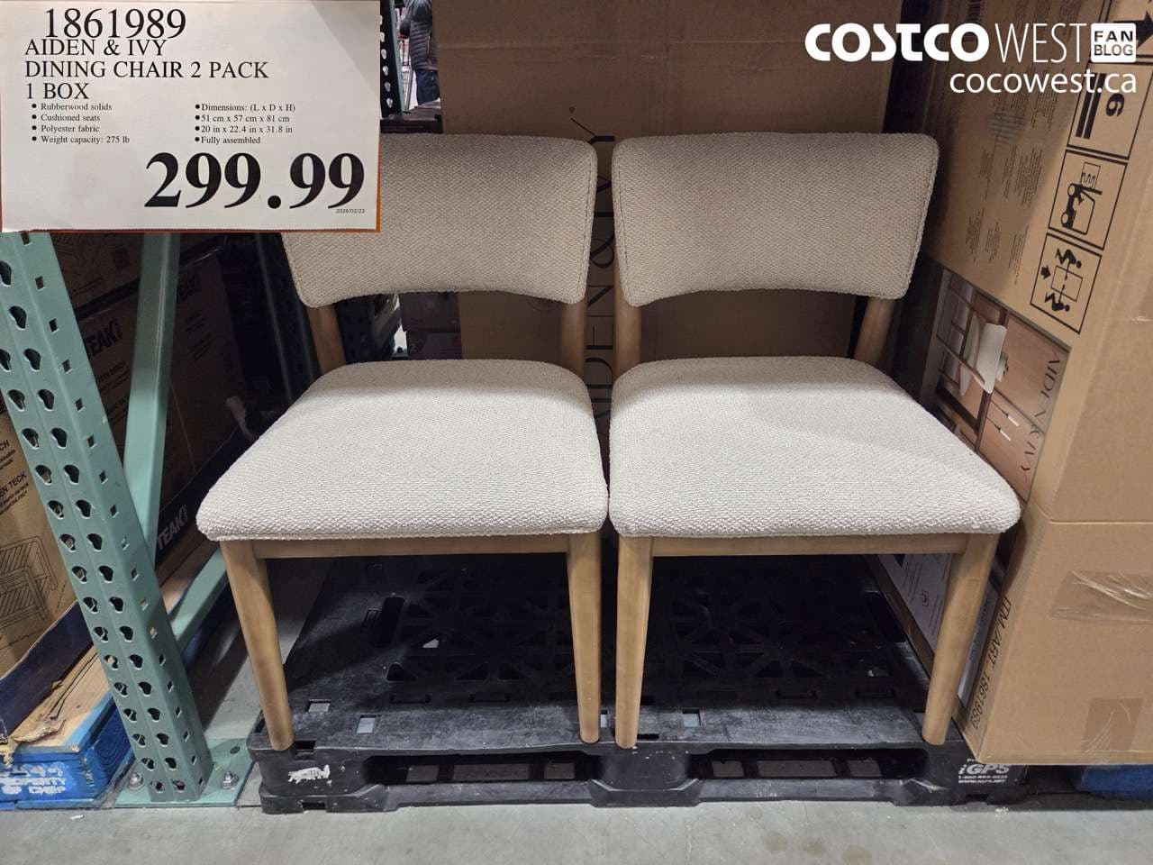 aiden  ivy dining chair 2 pack 1 box