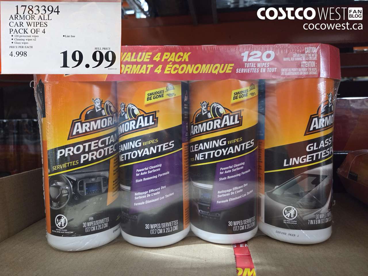 ARMOR ALL CAR WIPES PACK OF 4