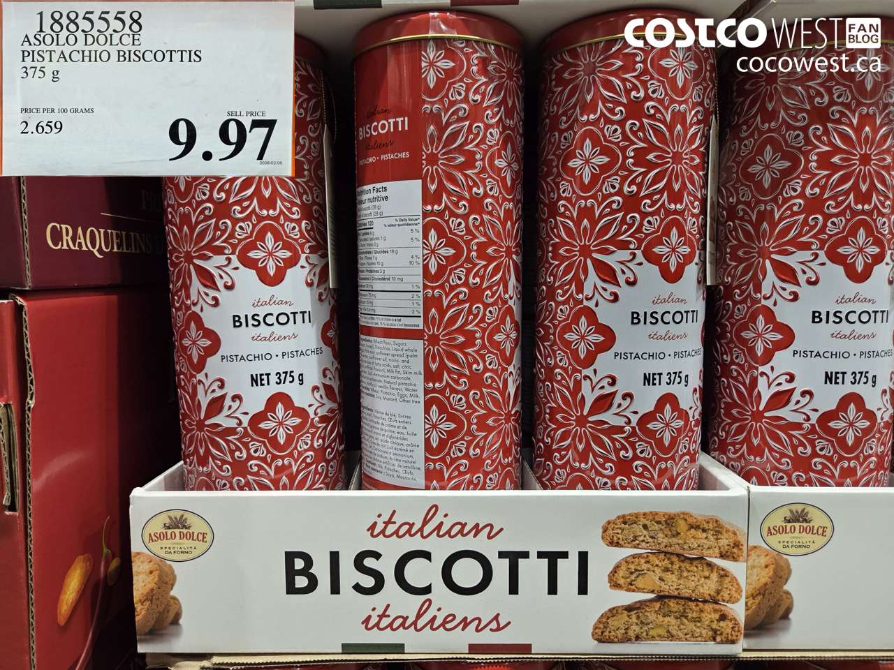 ASOLO DOLCE PISTACHIO BISCOTTIS 375 g