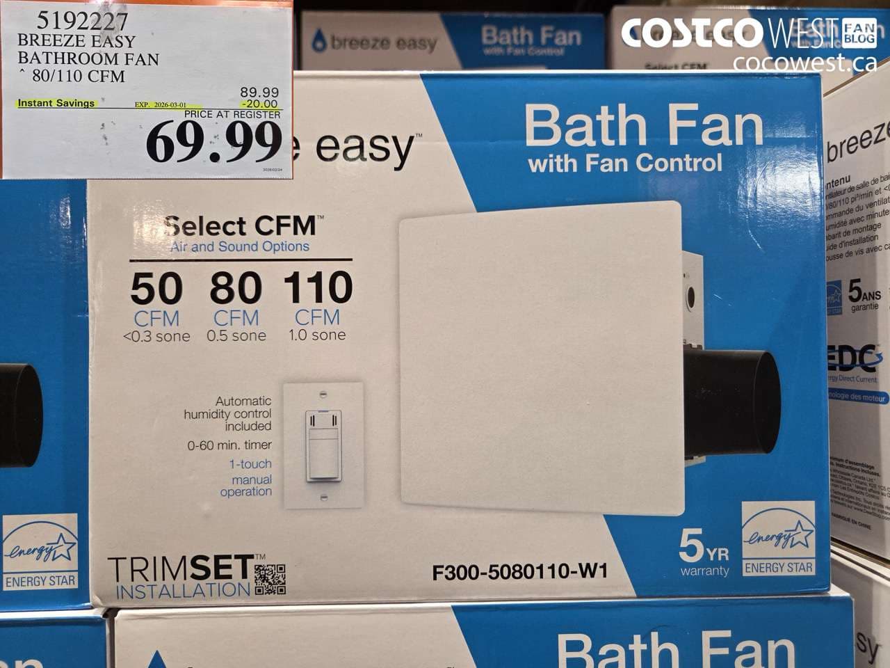 breeze easy bathroom fan 80110 cfm